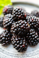 Ripe healthy antioxidant black currant or bramble berries