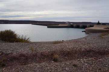 Landscape of the El Chocon reservoir in Patagonia, Argentina