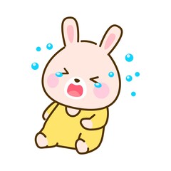 泣いてる赤ちゃんうさぎ