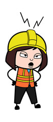 Cartoon Lady Engineer Listening