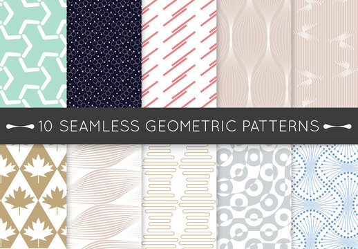 Pastel Colored Simple Geometric Seamless Pattern Collection