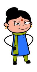 Hands on waist Cartoon Indian Lady