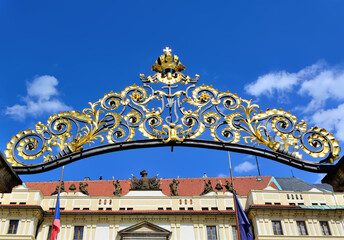 Forged metal arch with gilding, Prague