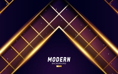 Obraz premium luxury abstract premium purple vector background banner with gold line.Overlap layers with paper effect.Realistic light effect on dots textured background.vector illustration.