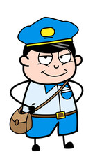 Hands on waist Cartoon Postal worker