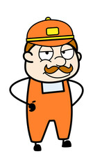 Hands on waist Cartoon Delivery Man