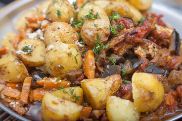 Closeup of fried vegetable mix
