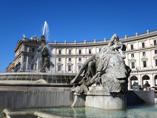Fototapeta na wymiar The Fountain of the Naiads (Fontana delle Naiadi) in Piazza della Repubblica, Rome, ITALY