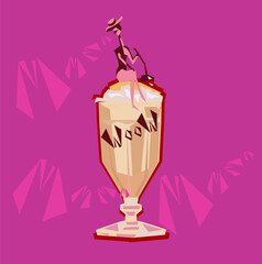 creative image of a cocktail and a lady .Minimalism style