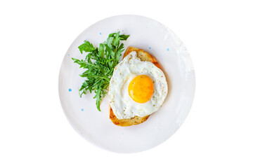 fried egg and toast bread salad delicious breakfast snack yolk and protein food background top view copy space eating healthy raw Takeaway