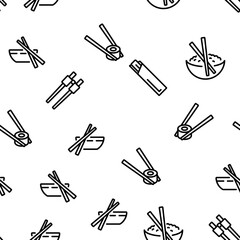 Chopstick Utensil Vector Seamless Pattern Thin Line Illustration