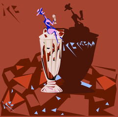 creative image of a cocktail and a lady .Minimalism style