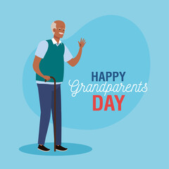 happy grand parents day with cute grandfather afro
