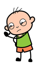 Cartoon Bald Boy Threatening