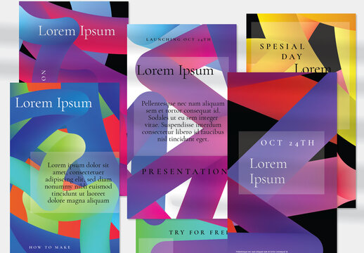 Social Media Futuristic with Fluid Yellow Purple Shape Vertical Post Layout 