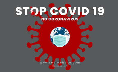red Corona virus symbol surround the Planet Earth with a medical mask. Coronavirus in the world concept. Vector illustration for Coronavirus pandemic. Covid-19 quarantine