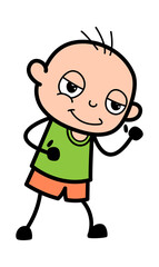 Bald Boy Cartoon Challenging to Fight