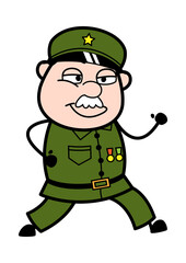 Military Man Cartoon Challenging to Fight