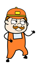 Delivery Man Cartoon Challenging to Fight