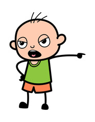 Pointing Bald Boy Cartoon Illustration