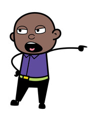 Pointing Cartoon Bald Black Cartoon Illustration