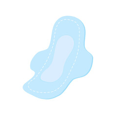 Sanitary napkin. Feminine health and hygiene theme and concept. Environmental protection for women on critical days. Hand-drawn cartoon style. Vector illustration on isolated white background.