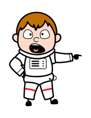 Pointing Astronaut Cartoon Illustration