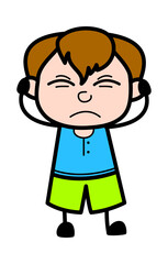 Covering Ears Teen Boy Cartoon