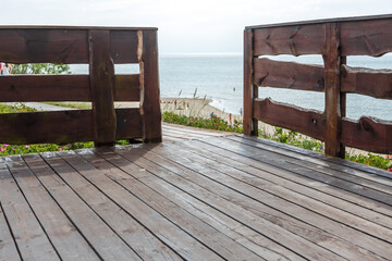 Fototapeta premium Wooden railing with wooden floor