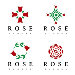 Rose Flower Logo Design Template