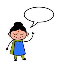 Cartoon Indian Lady with Speech bubbble