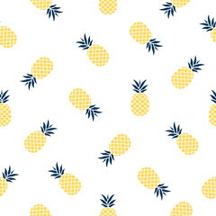 Seamless pineapple pattern vector illustration on white.