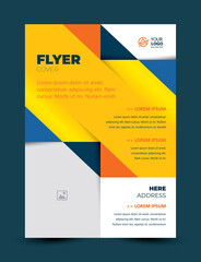 Obraz premium Flyer cover triangles theme design template. Cmyk color profile