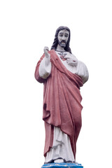 Jesus of Nazareth - Jesus Christ. FAncient statue isolated on white background.
