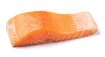 Fresh raw salmon fillet isolated on white background with clipping path, Ingredient for sushi or  sashimi.