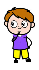 Cartoon Boy thinking seriously