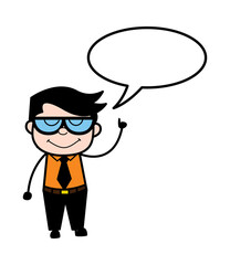 Cartoon Businessman with Speech bubbble