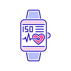 Smart hand watch color line icon. Heart rate measurement. Isolated vector element. Outline pictogram for web page, mobile app, promo