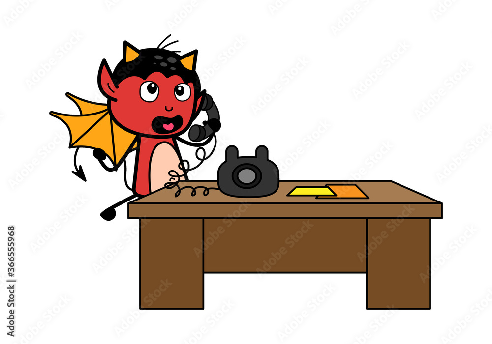 Wall mural Cartoon Devil talking on phone