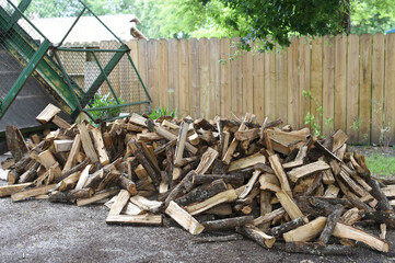 oak wood deposit for heating in fireplace