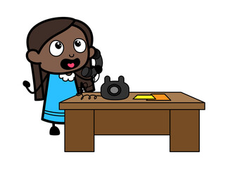 Cartoon Black Girl talking on phone