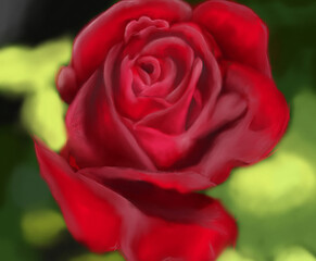 red rose on green background