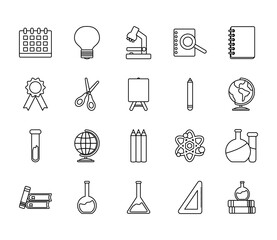 icon set of academic books and back to school, line style