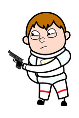 Cartoon Astronaut Pointing Gun