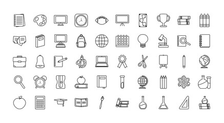 back to school icon set, line style