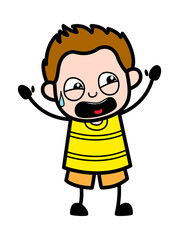 Terrified Cartoon Young Boy