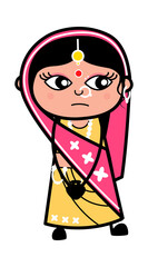 Shy Indian Woman Cartoon