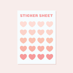 Heart Sticker Sheet, Heart Icon, Sticker Template Vector Illustration Background