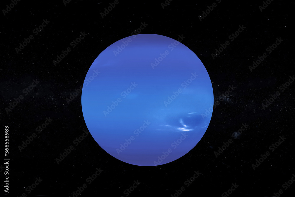 Poster  Solar System Concept. View of Full Big Planet Neptune from Space. Elements of this image furnished by NASA. 3d Rendering