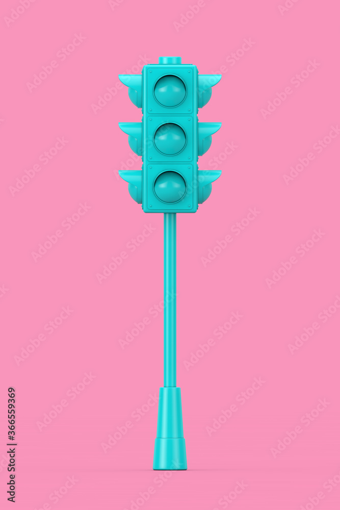 Poster blue traffic lights in duotone style. 3d rendering